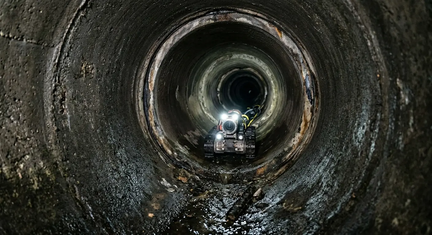 Robotic sewer camera inspecting pipe interior for Drain Snake Service in Sealy